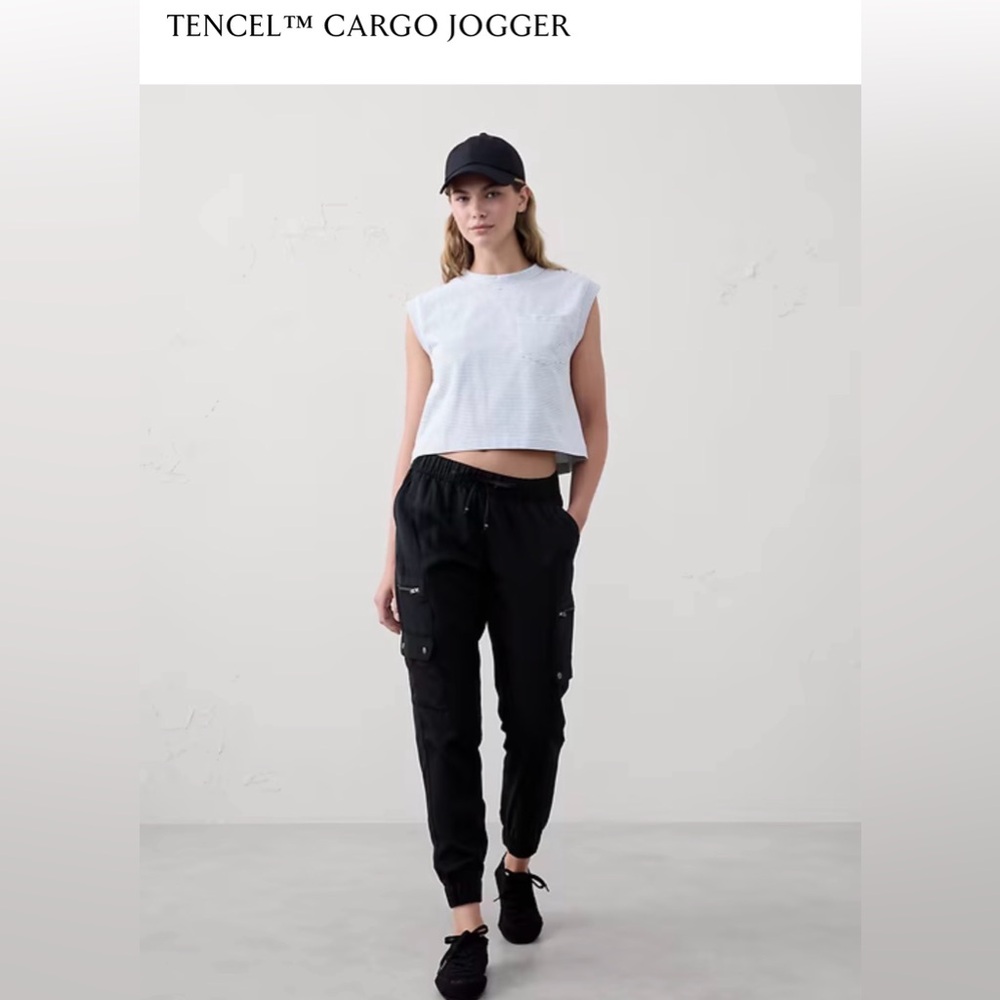 Banana Republic Black Cargo Jogger Tencel
